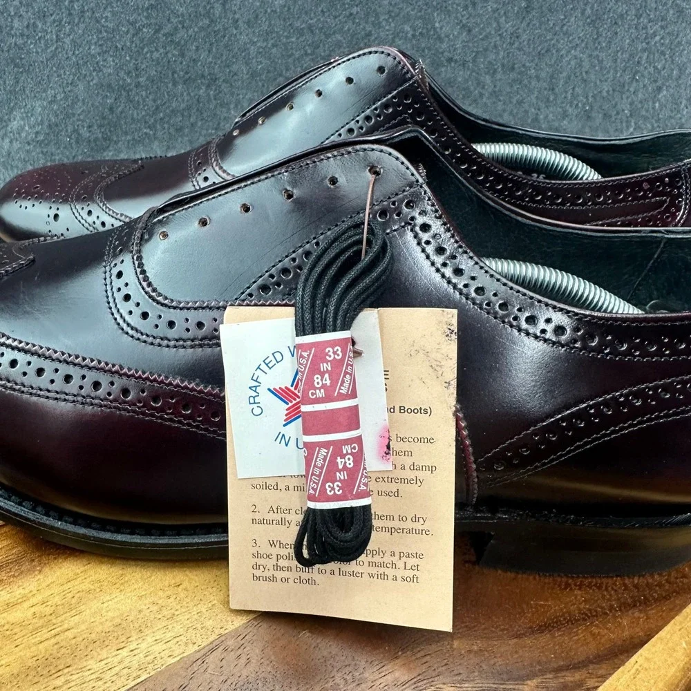 Vintage Executive Imperial Burgundy Wingtip Shoes Made In USA Men's Size 13EEE